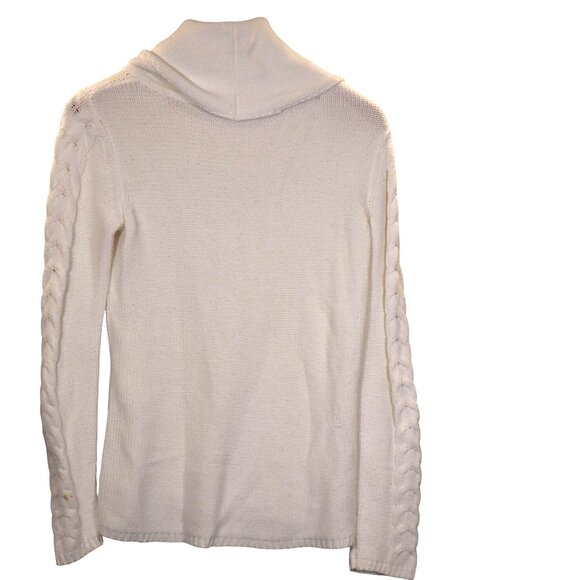 Cable Knit Ivory Cowl Neck Sweater Womens Long Sleeve Talbots Cotton Blend Size - Picture 2 of 10